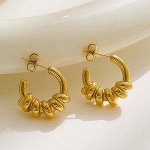 18K Gold Hoop Earrings*Twisted Hoops*Waterproof and Sweatproof